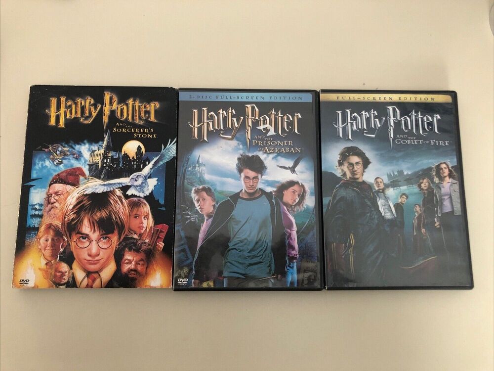 Lot of 3 DVD HARRY POTTER Movies Sorcerers Stone-Goblet of Fire-Prisoner Azkaban